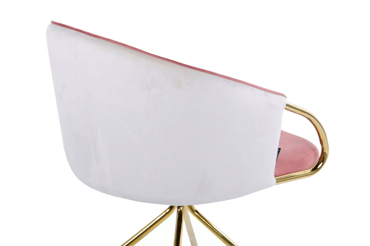 Sedia a rotazione di velluto beige-rosa 55x58x77 cm