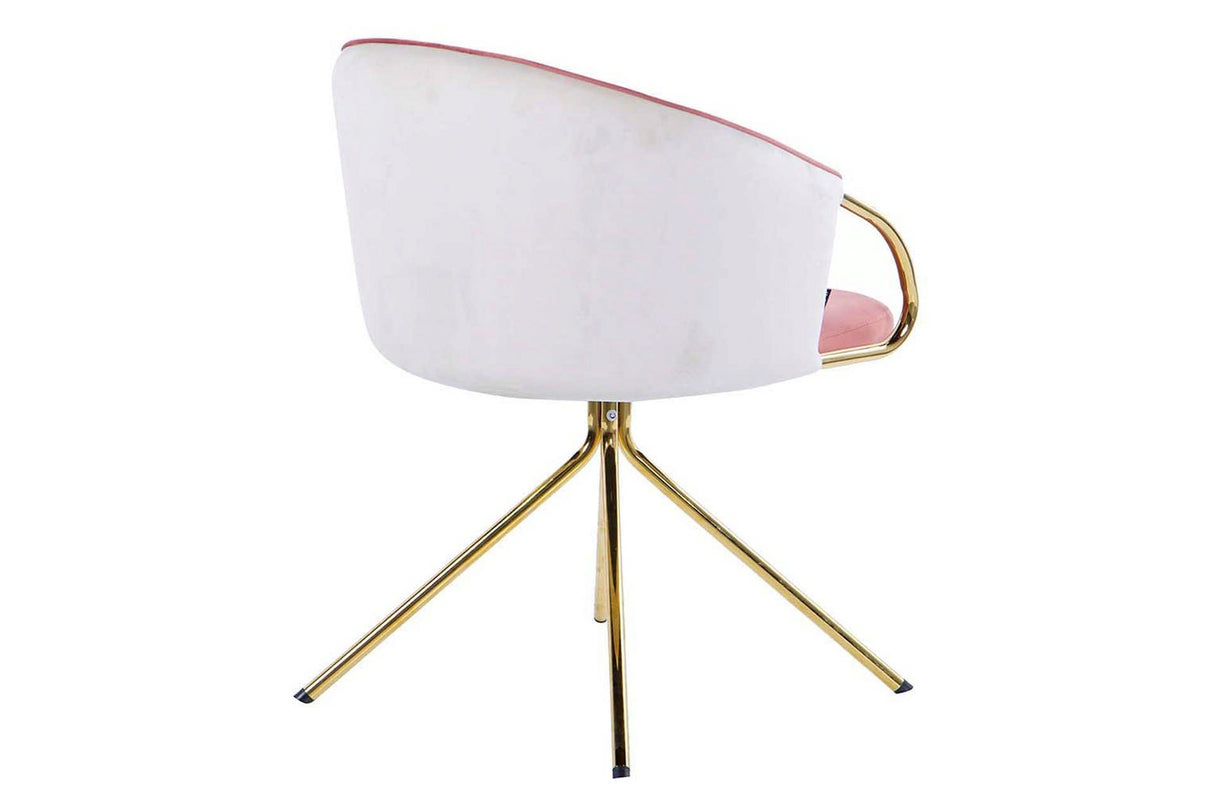 Sedia a rotazione di velluto beige-rosa 55x58x77 cm