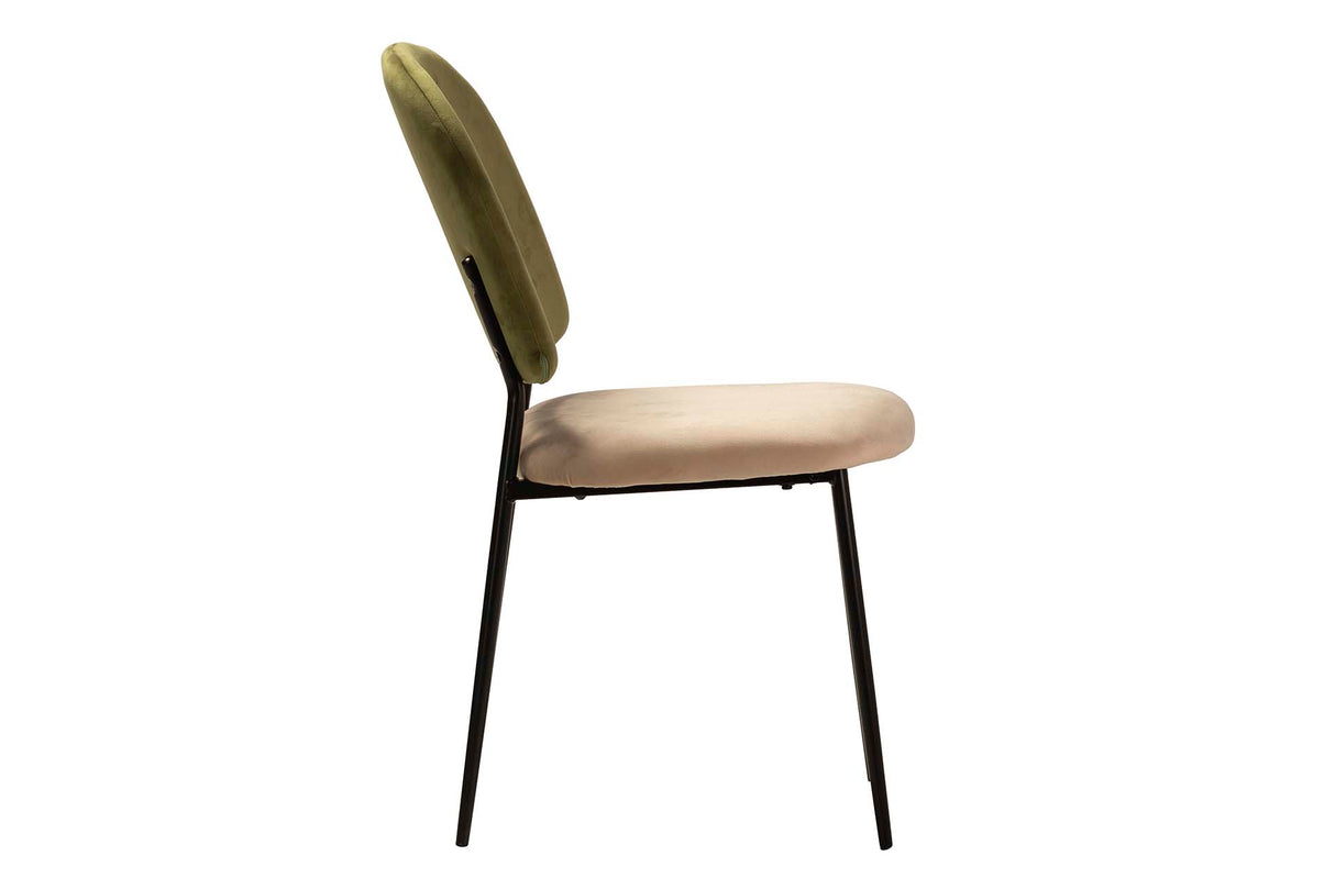 Sedia in velluto verde marrone 44x59x84 cm