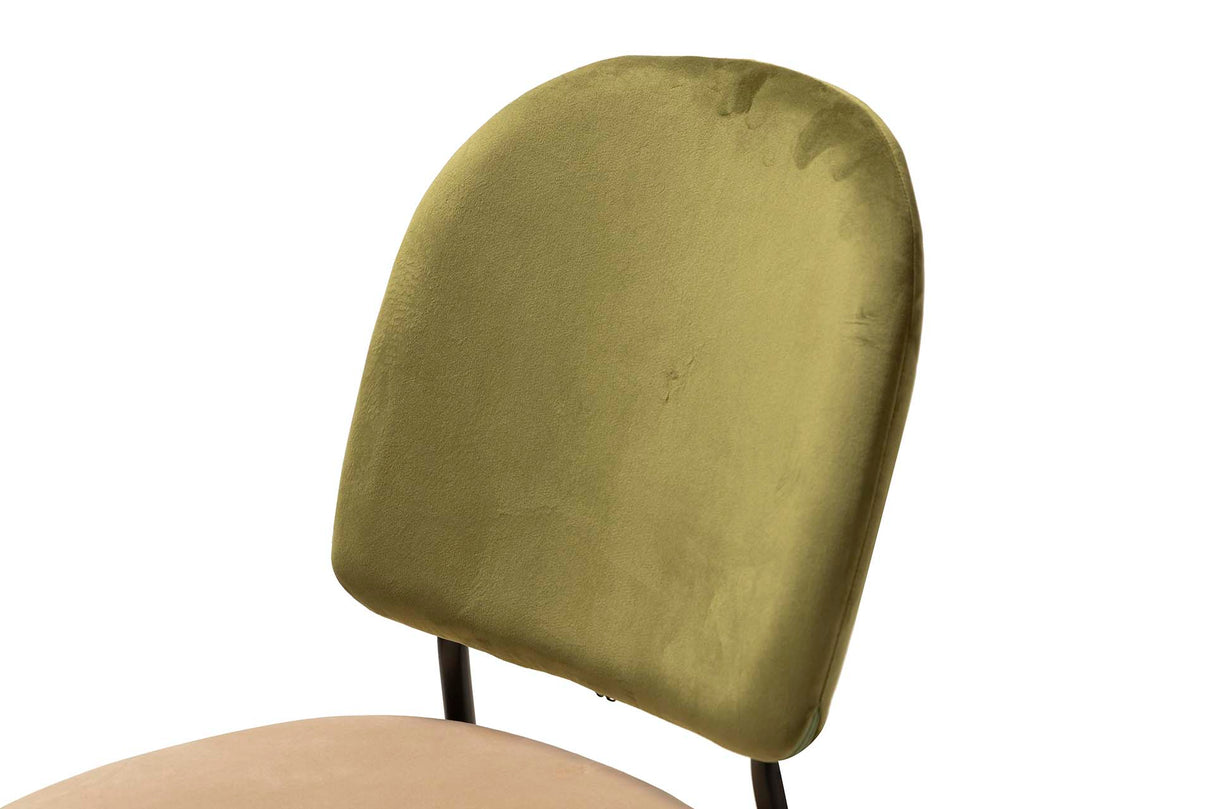 Sedia in velluto verde marrone 44x59x84 cm