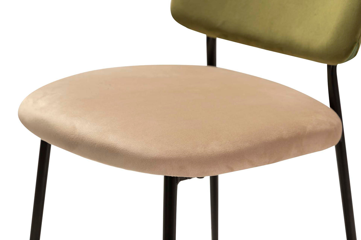 Sedia in velluto verde marrone 44x59x84 cm