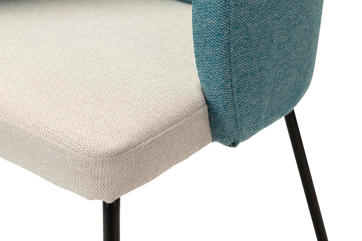 SILLA POLIESTER LINO AZUL GRIS 53x54x81 CM