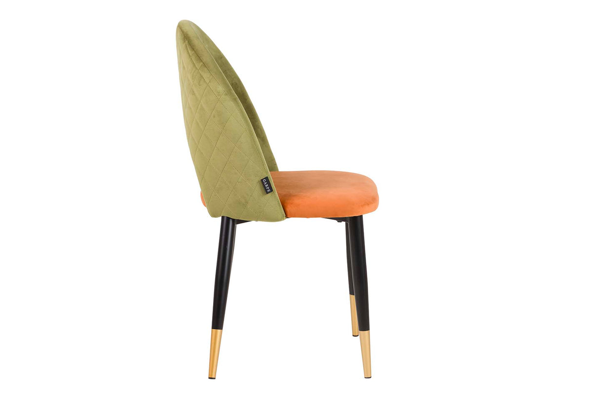 Chaise en velours vert orange 49x54x87 cm