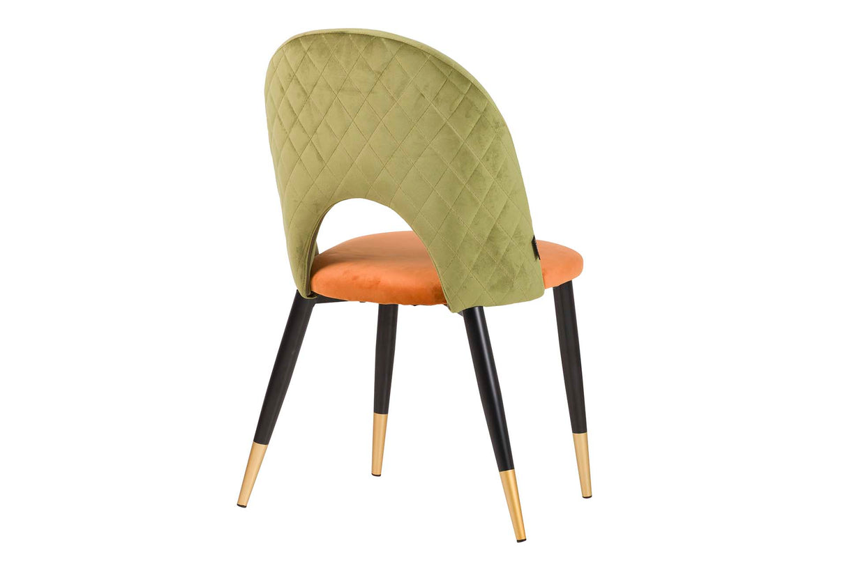 Chaise en velours vert orange 49x54x87 cm