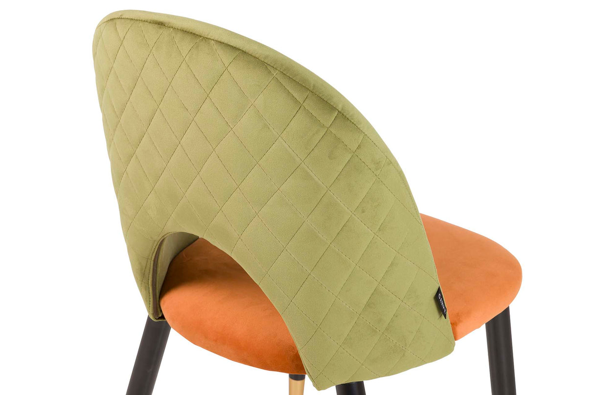 Chaise en velours vert orange 49x54x87 cm