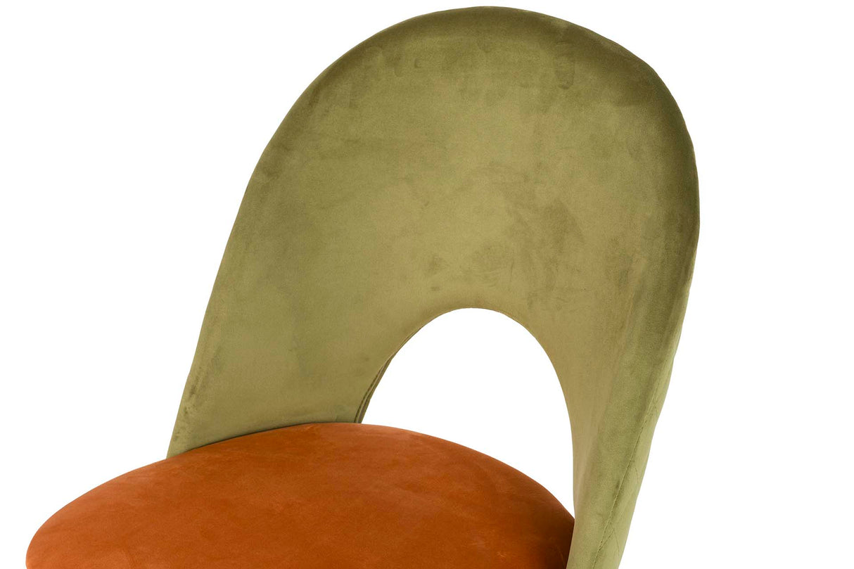 Chaise en velours vert orange 49x54x87 cm