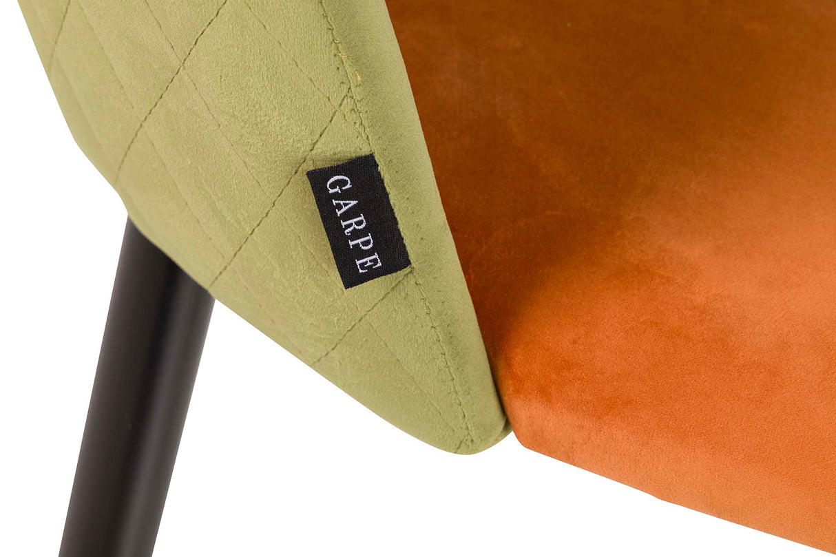 Chaise en velours vert orange 49x54x87 cm