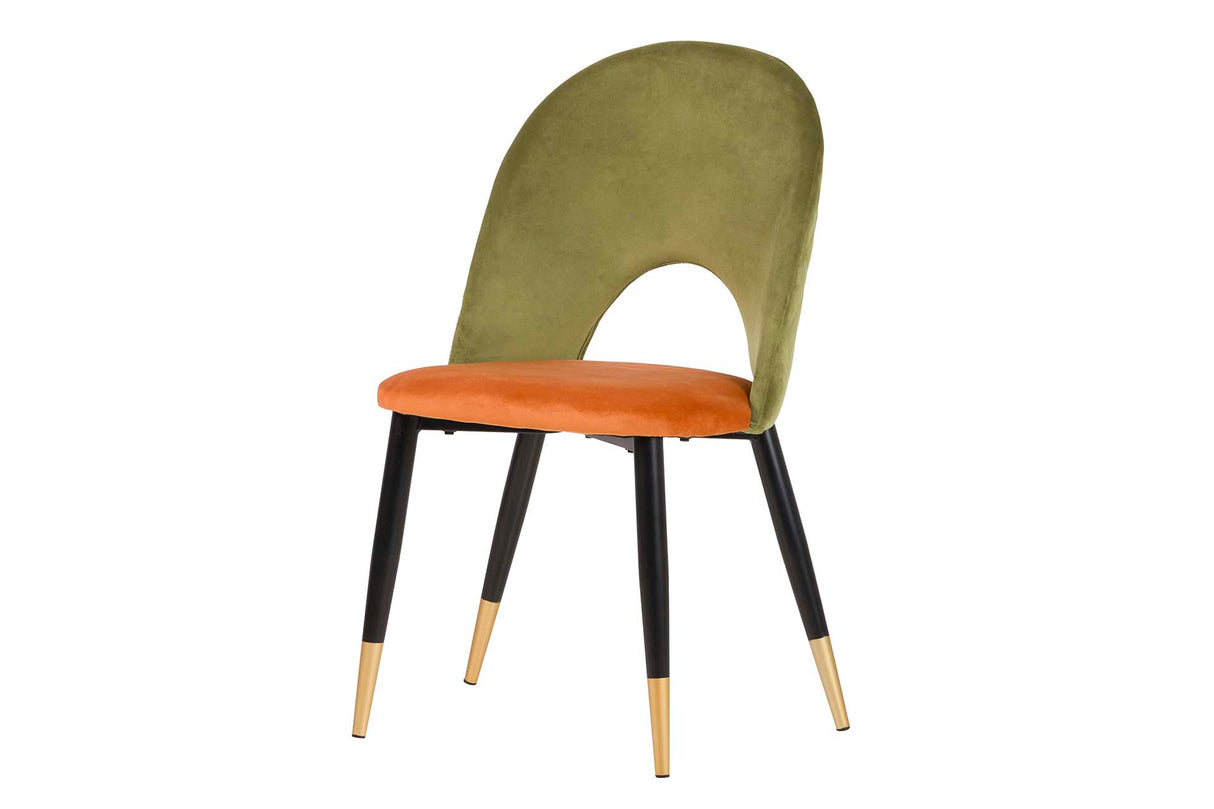 Chaise en velours vert orange 49x54x87 cm