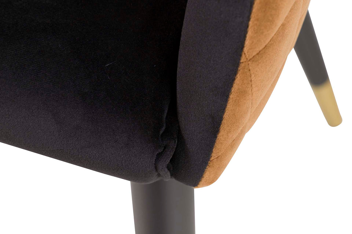 Schwarzer gelber Samtstuhl 55x55x76 cm