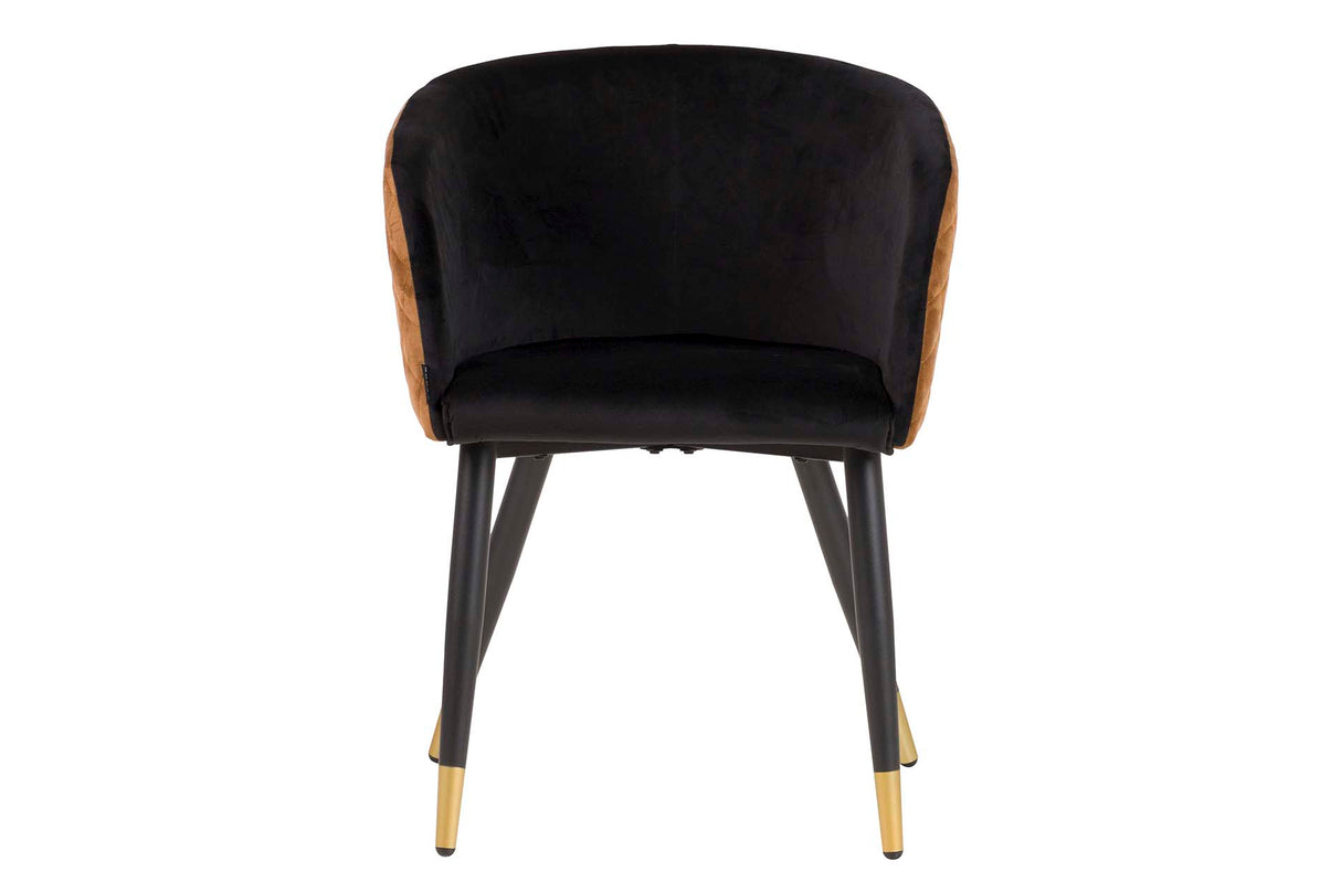 Schwarzer gelber Samtstuhl 55x55x76 cm