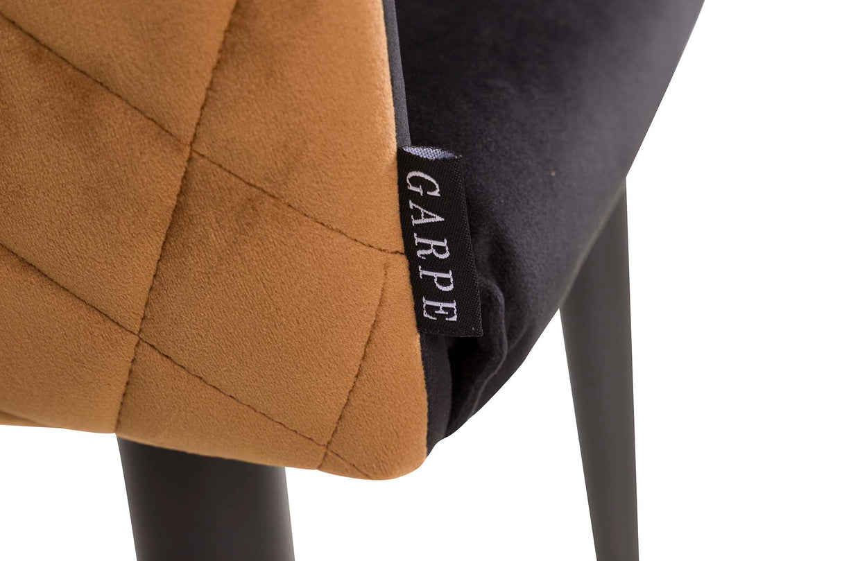 Schwarzer gelber Samtstuhl 55x55x76 cm