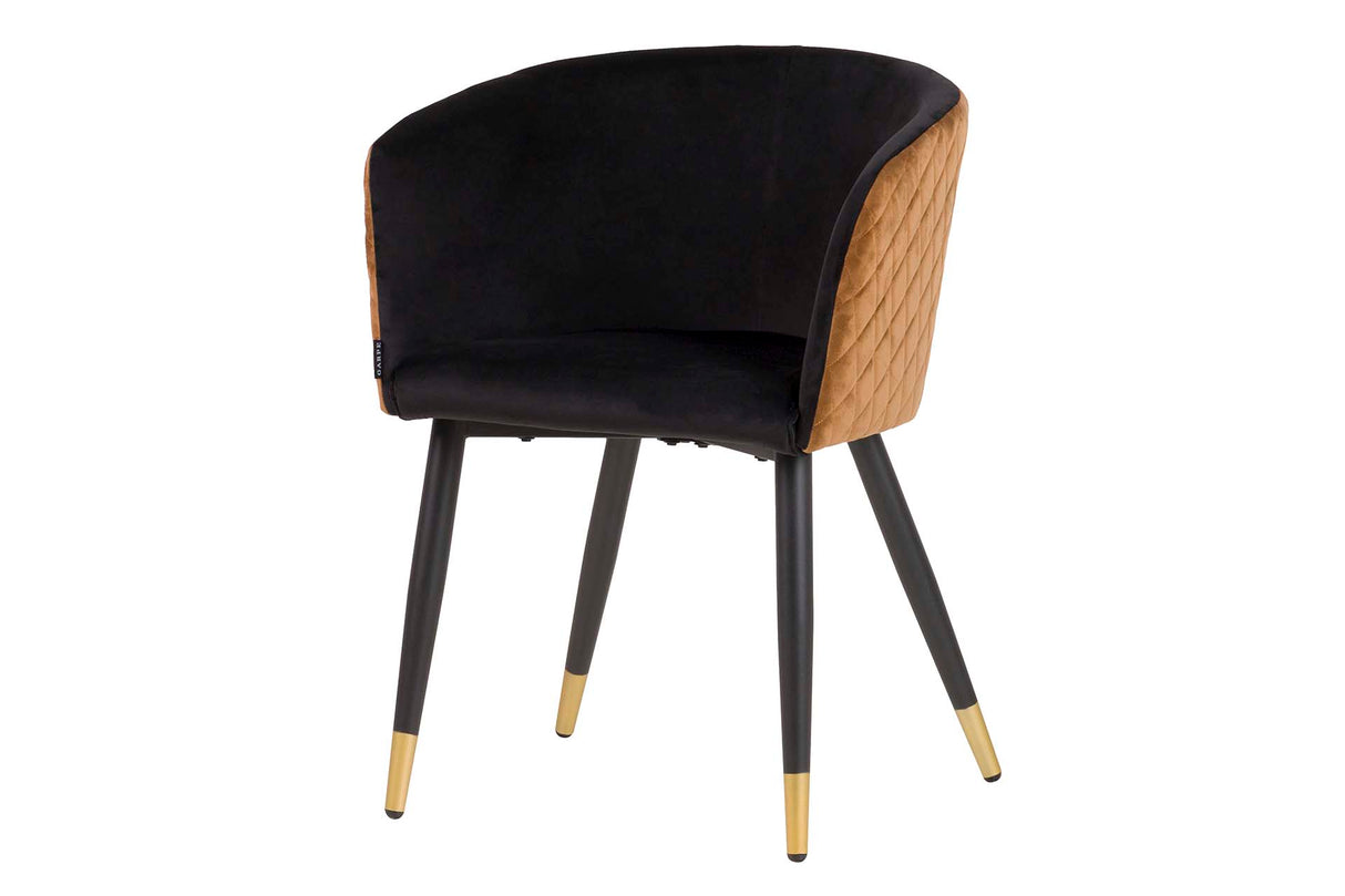 Schwarzer gelber Samtstuhl 55x55x76 cm