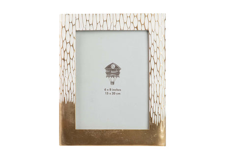 PORTAFOTOS RESINA DORADO BLANCO 15x20 CM