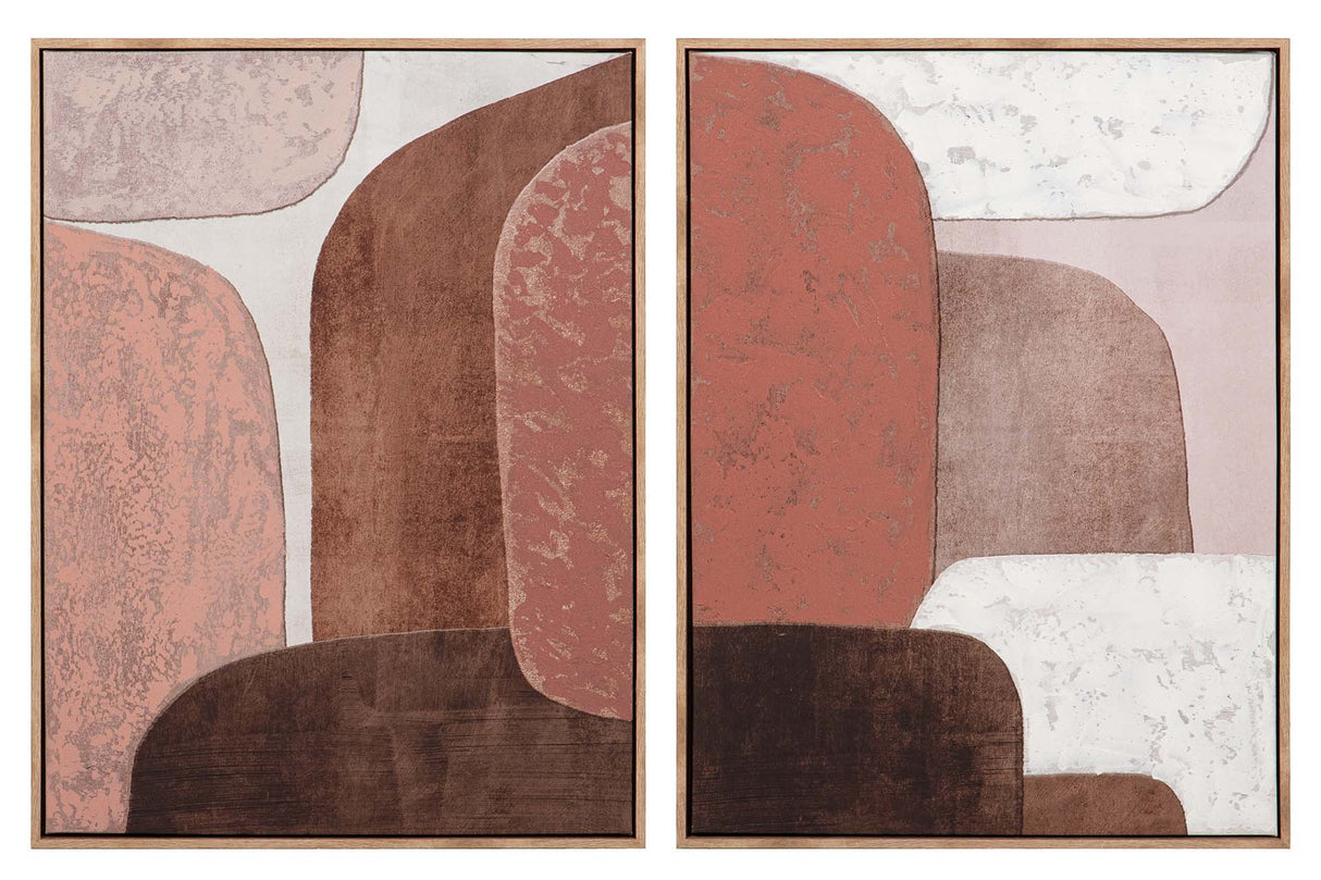 Setzen Sie 2 Tabellen 50% handgemalt 63x4x83 cm