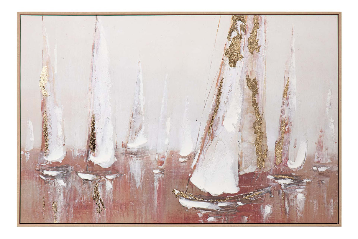 Bateaux à 50% peints à la main 123x4x83 cm