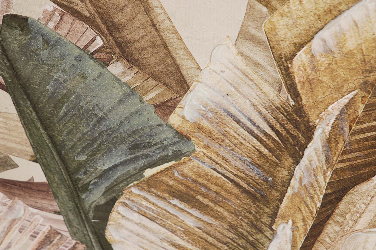 CUADRO HOJAS 50% PINTADO A MANO 122x4x83 CM