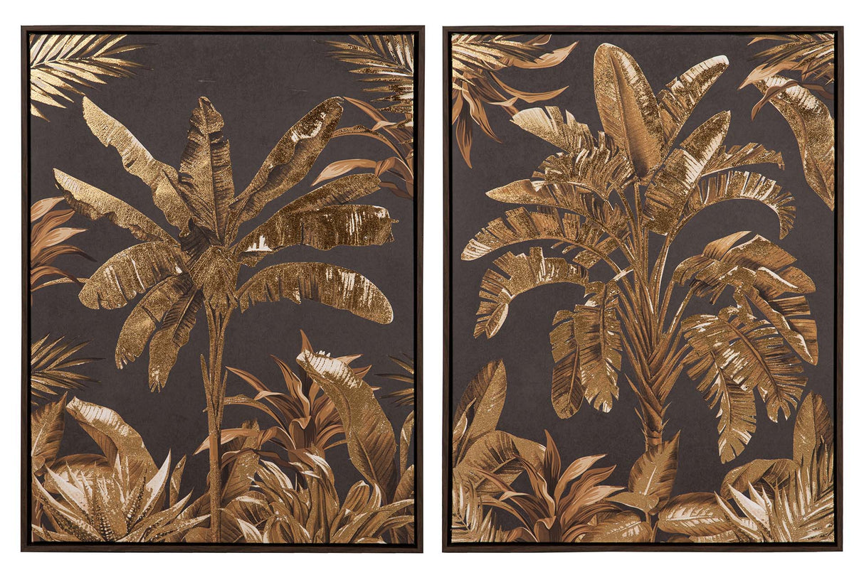 SET 2 CUADROS CON RELIEVE MARCO MARRON 63x4x83 CM