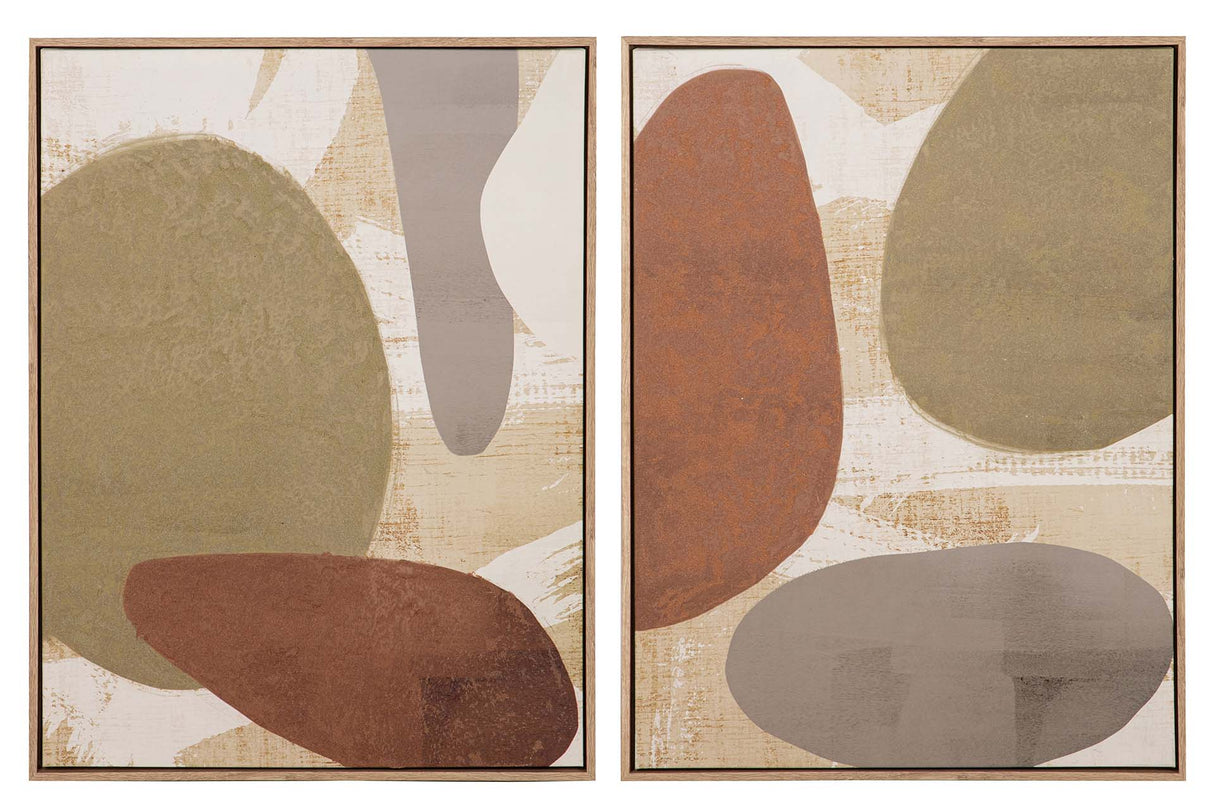 SET 2 CUADROS CON RELIEVE MARCO MARRON 63x4x83 CM