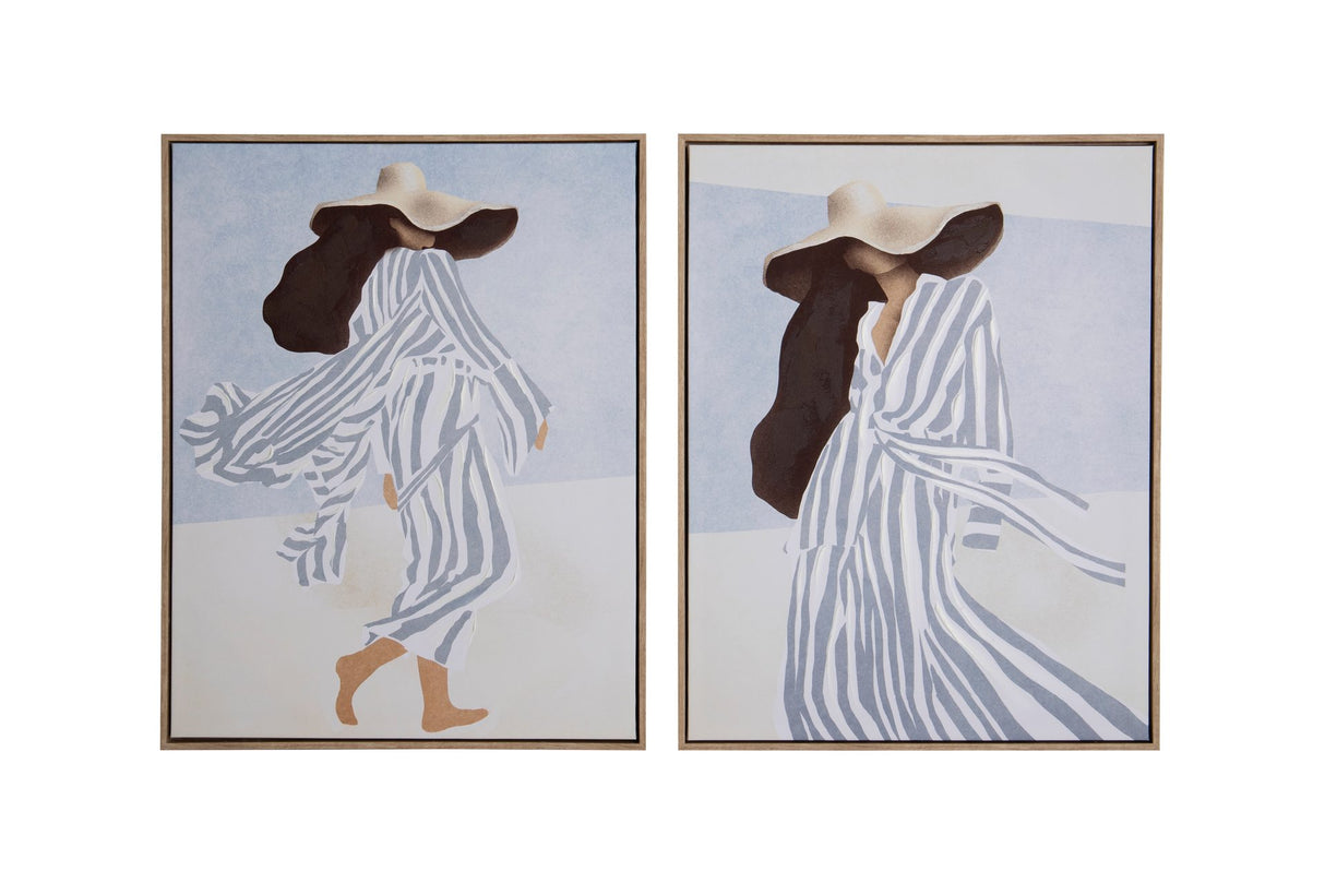 SET 2 CUADROS MUJERES 50% PINTADO A MANO 63x4x83CM