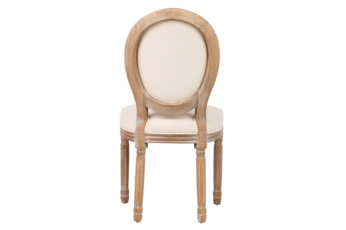 SILLA MEDALLON LINO PATAS DE MADERA 48x48x96 CM