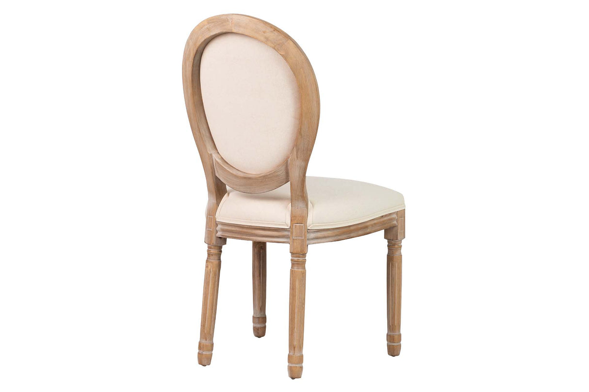 SILLA MEDALLON LINO PATAS DE MADERA 48x48x96 CM