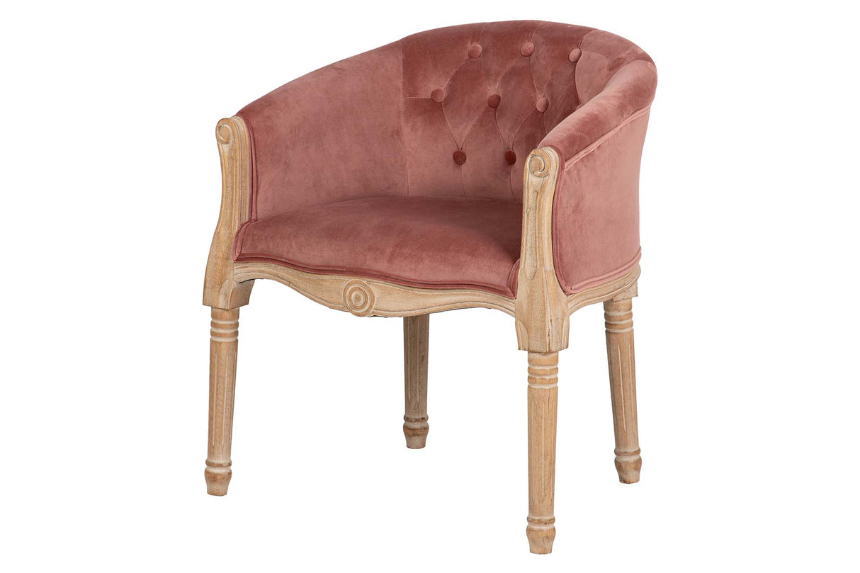 BUTACA VELVET CAPITONE PATAS MADERA 61x61x71 CM