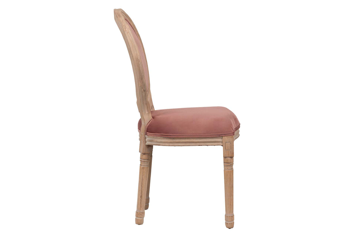 SILLA MEDALLON VELVET PATAS DE MADERA 48x48x96 CM