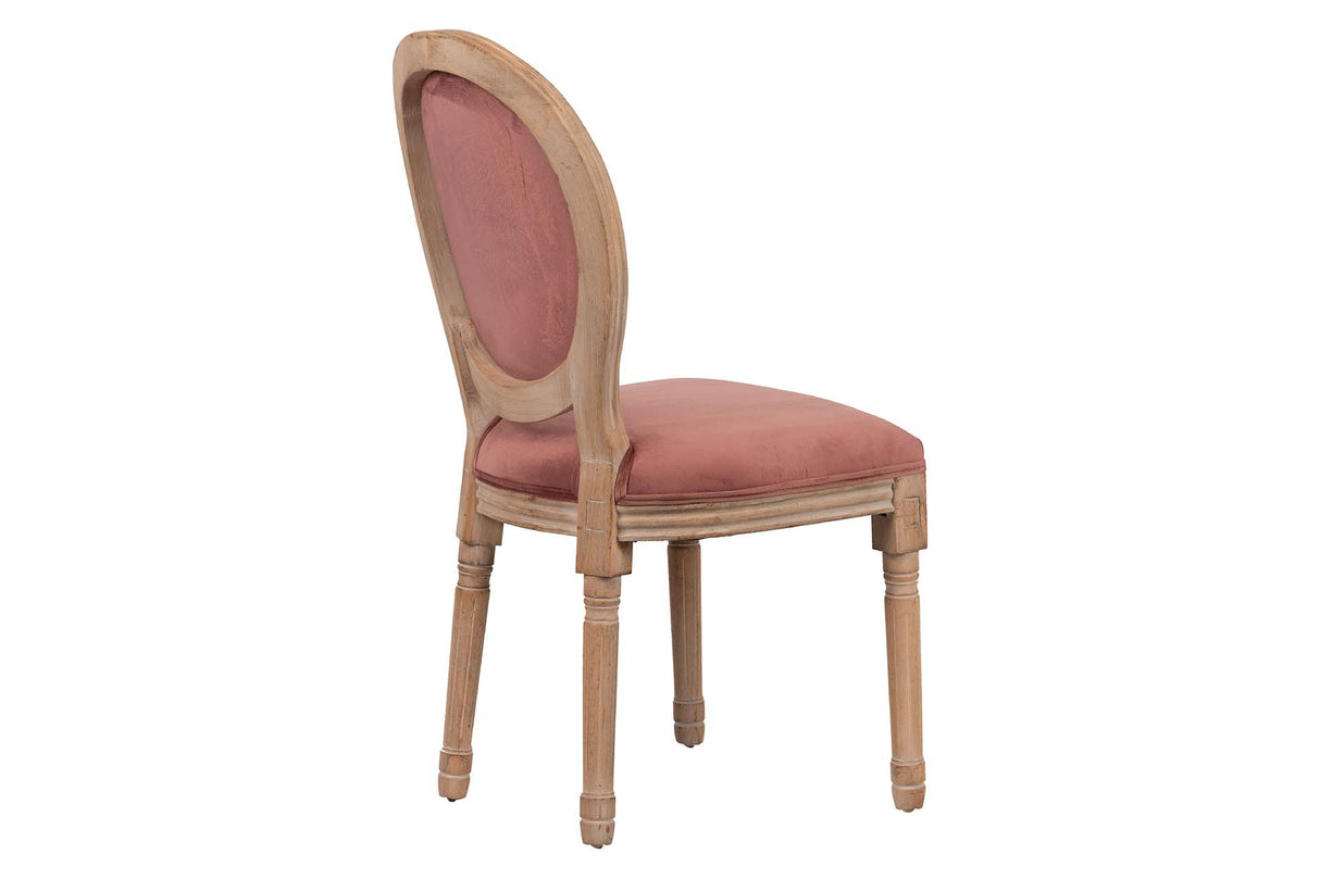 SILLA MEDALLON VELVET PATAS DE MADERA 48x48x96 CM