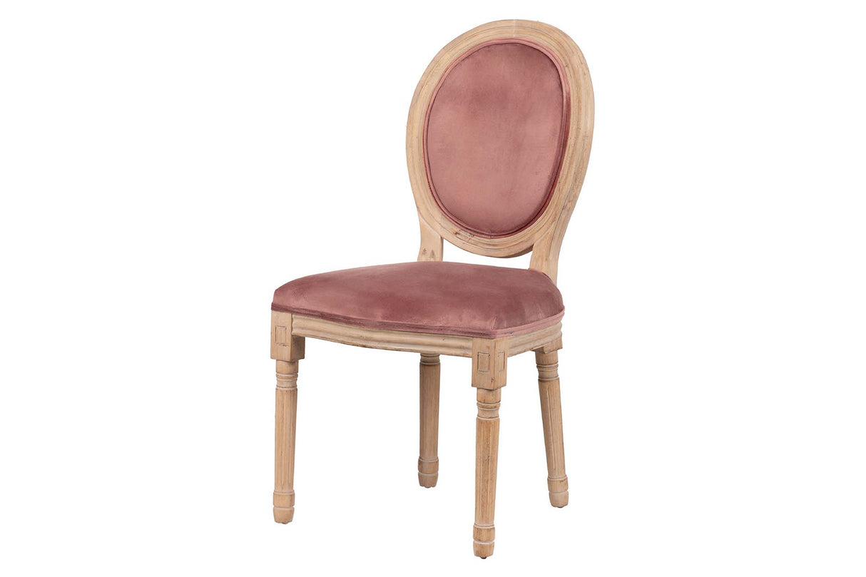 SILLA MEDALLON VELVET PATAS DE MADERA 48x48x96 CM