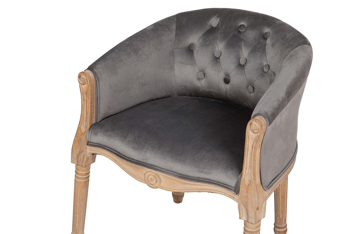 BUTACA VELVET CAPITONE PATAS MADERA 61x61x71 CM