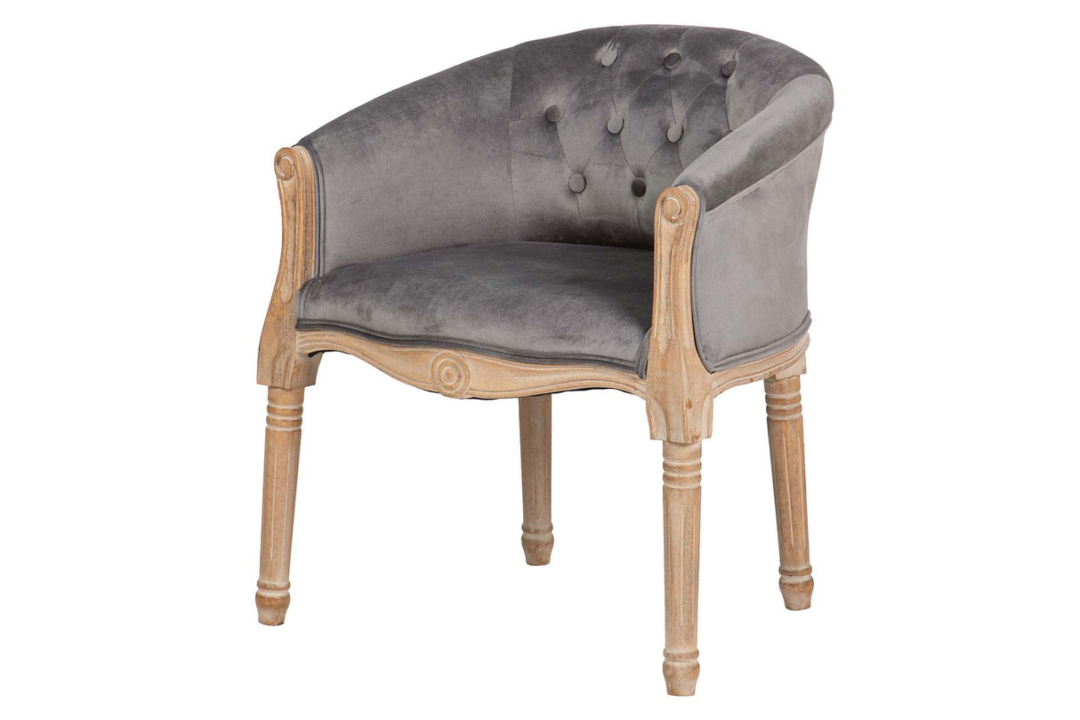 BUTACA VELVET CAPITONE PATAS MADERA 61x61x71 CM