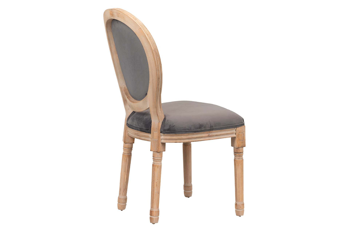 SILLA MEDALLON VELVET PATAS DE MADERA 48x48x96 CM