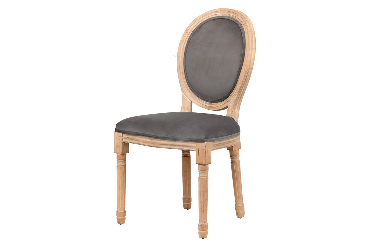 SILLA MEDALLON VELVET PATAS DE MADERA 48x48x96 CM