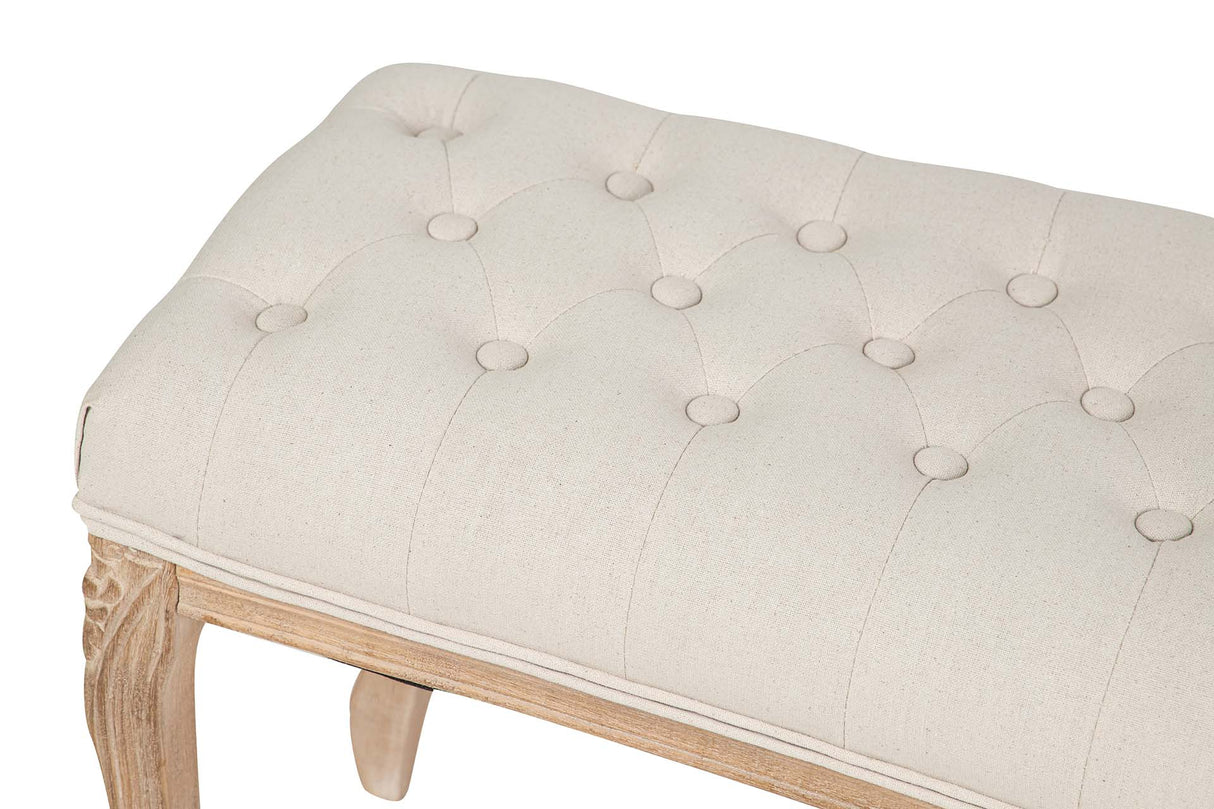 PIE DE CAMA LINO CAPITONE PATAS MADERA 110x36x47CM