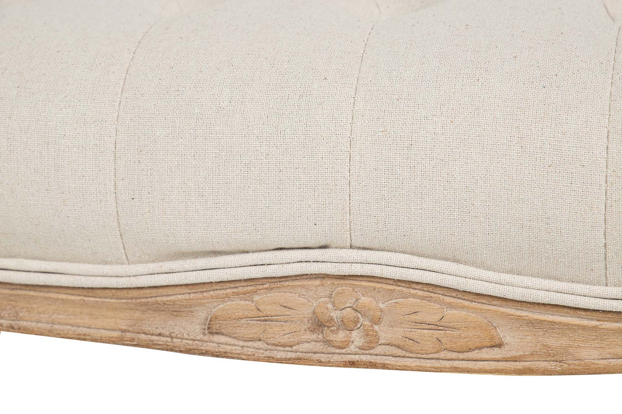 PIE DE CAMA LINO CAPITONE PATAS MADERA 110x36x47CM