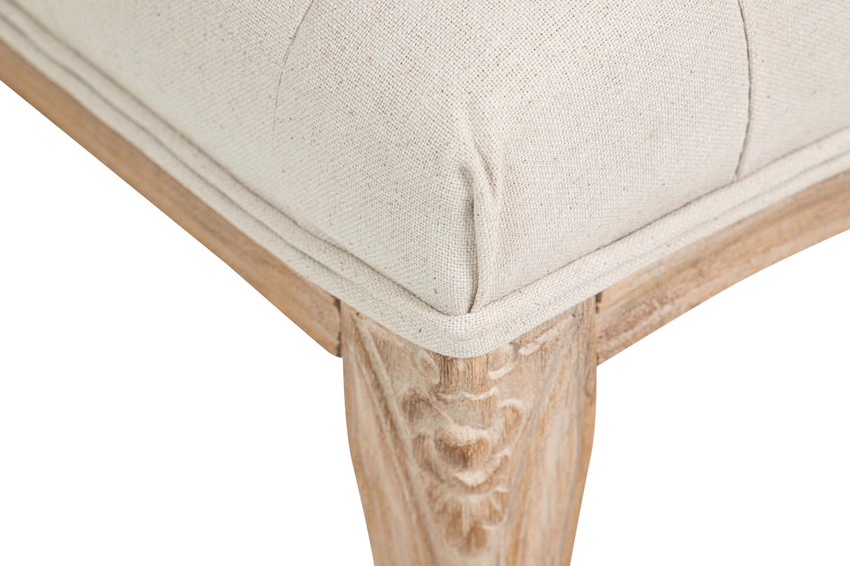 PIE DE CAMA LINO CAPITONE PATAS MADERA 110x36x47CM