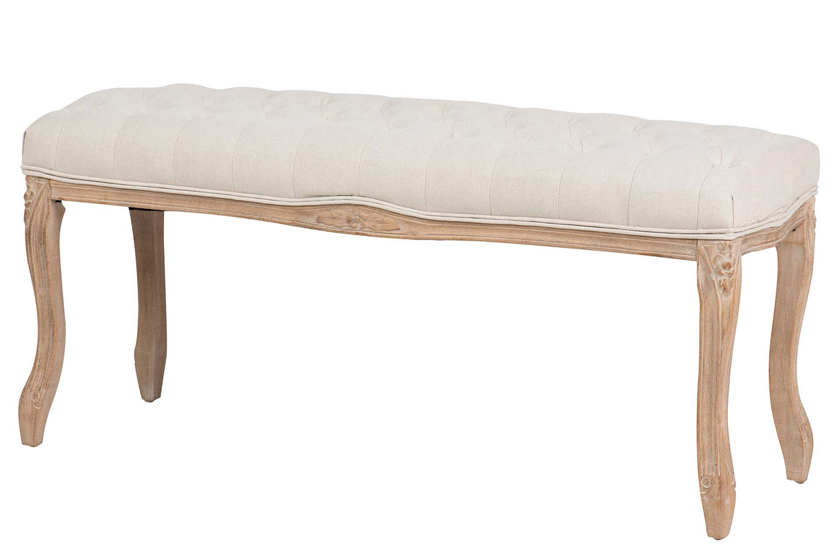 PIE DE CAMA LINO CAPITONE PATAS MADERA 110x36x47CM