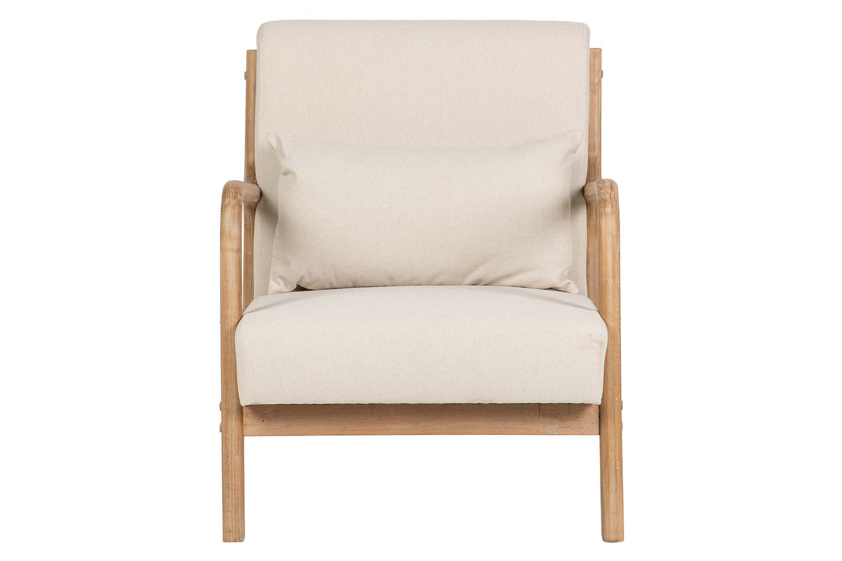 SILLON MADERA DE CAUCHO LINO BEIGE 66x85x74 CM
