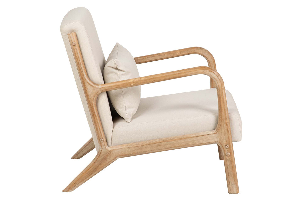 SILLON MADERA DE CAUCHO LINO BEIGE 66x85x74 CM