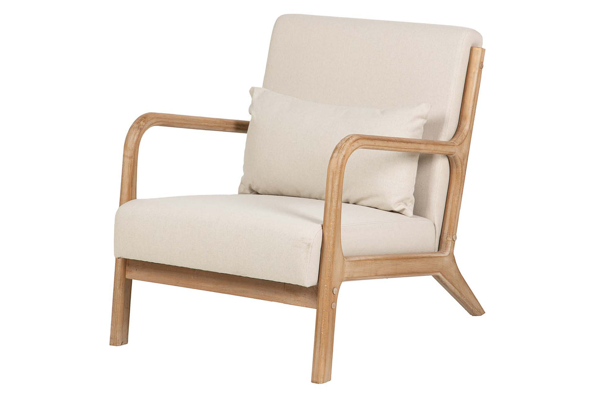 SILLON MADERA DE CAUCHO LINO BEIGE 66x85x74 CM