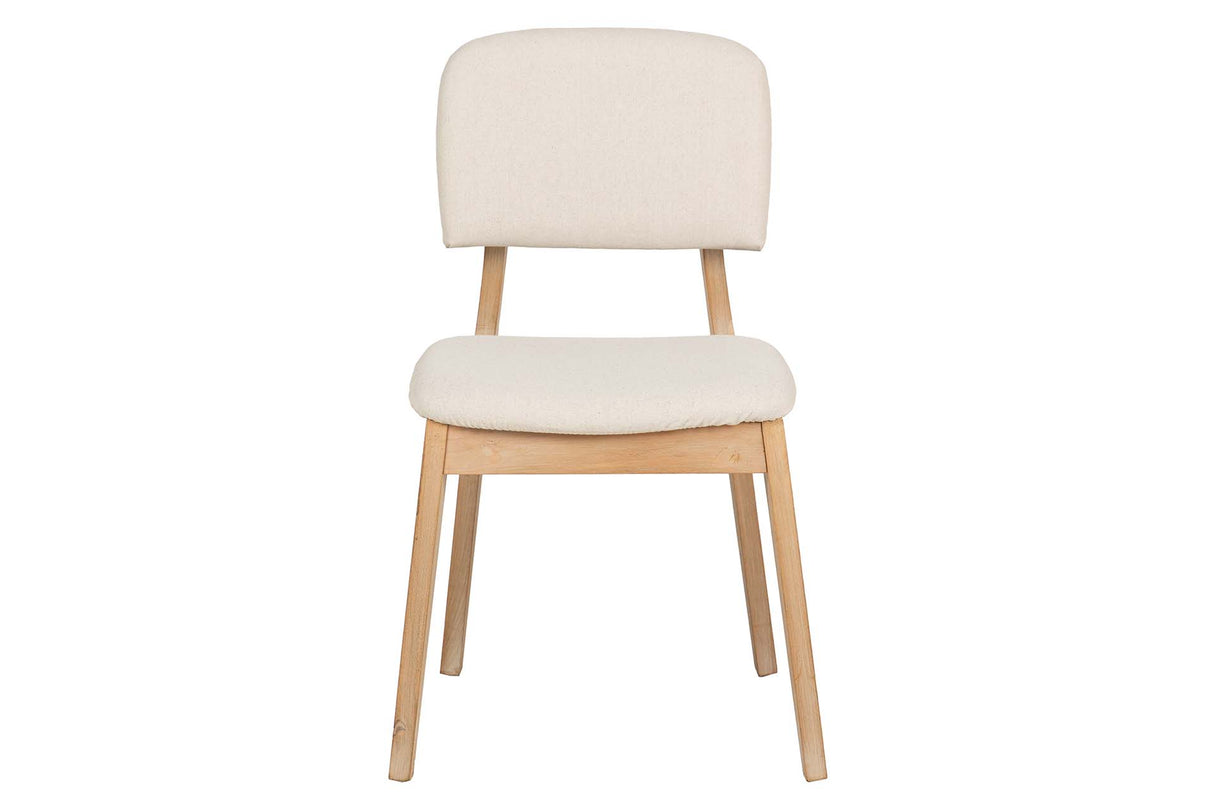 SILLA MADERA DE CAUCHO LINO BEIGE 47x43x81 CM