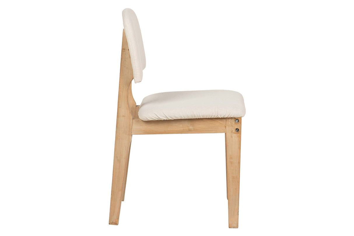 SILLA MADERA DE CAUCHO LINO BEIGE 47x43x81 CM