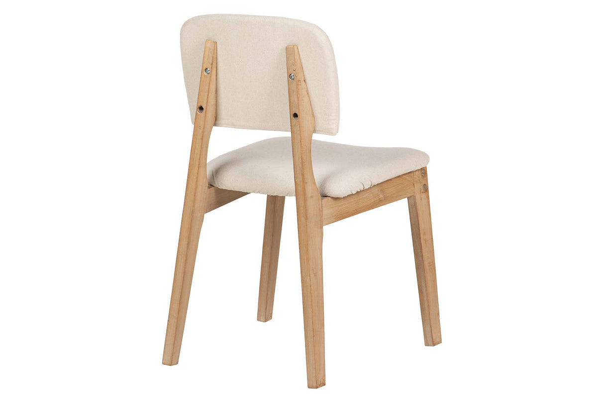 SILLA MADERA DE CAUCHO LINO BEIGE 47x43x81 CM