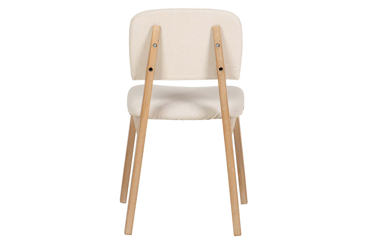 SILLA MADERA DE CAUCHO LINO BEIGE 47x43x81 CM