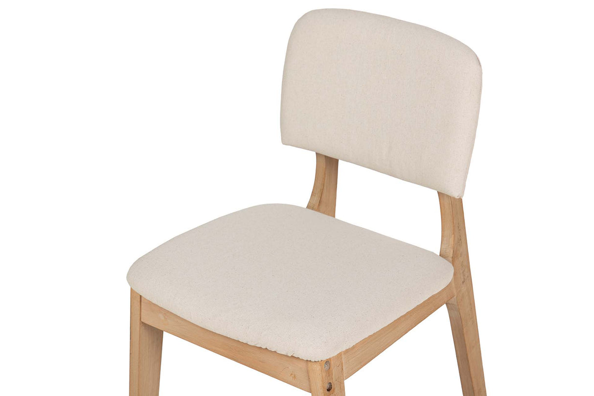 SILLA MADERA DE CAUCHO LINO BEIGE 47x43x81 CM