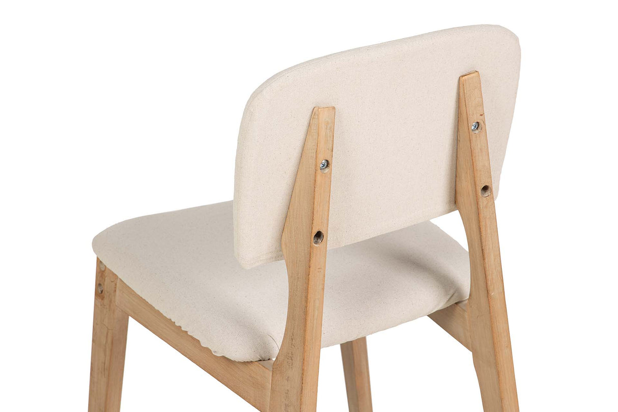 SILLA MADERA DE CAUCHO LINO BEIGE 47x43x81 CM