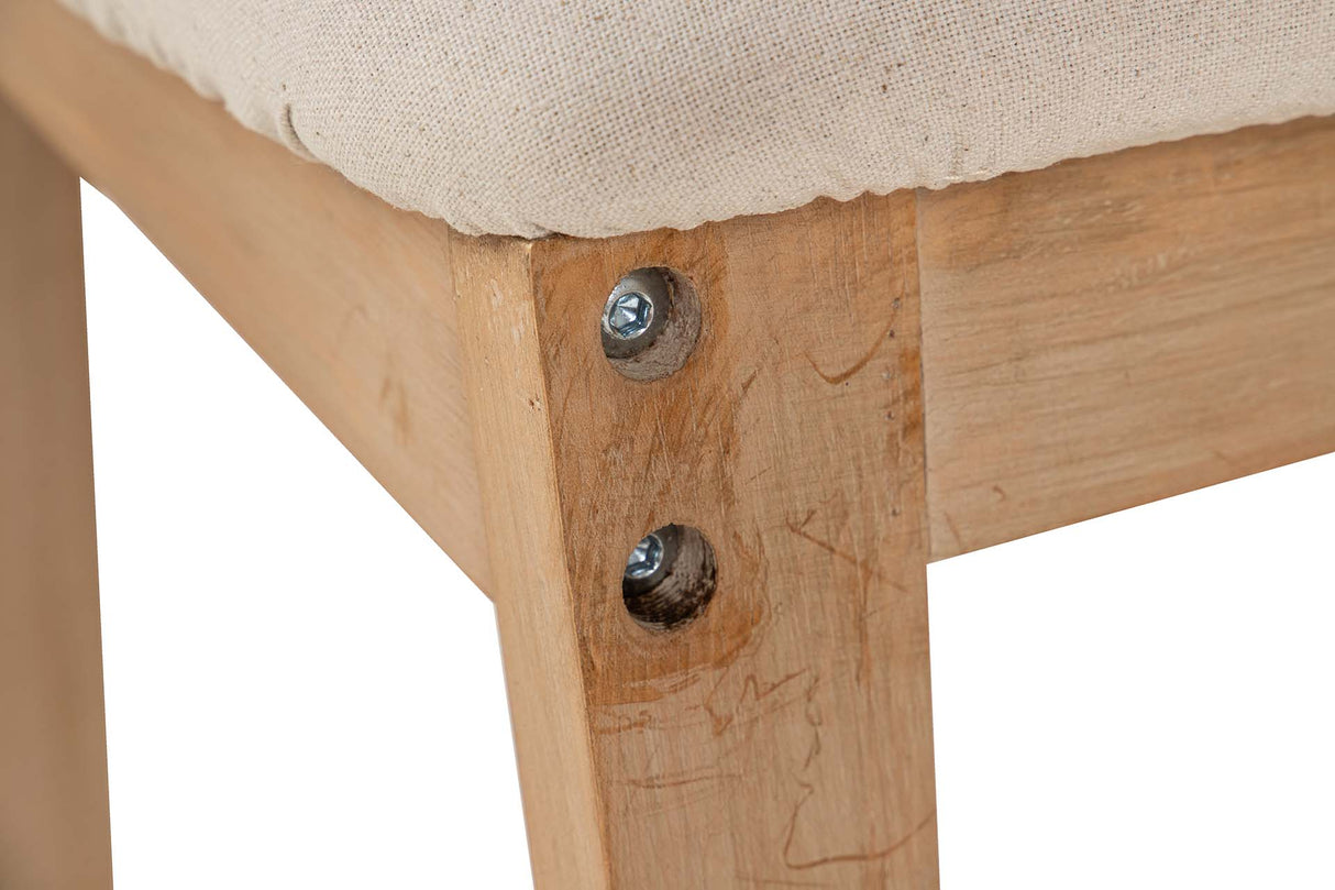 SILLA MADERA DE CAUCHO LINO BEIGE 47x43x81 CM