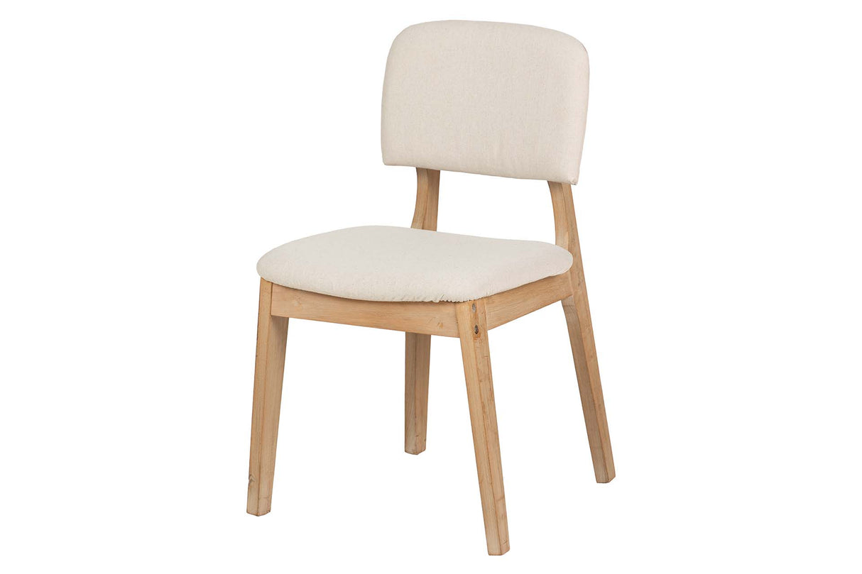 SILLA MADERA DE CAUCHO LINO BEIGE 47x43x81 CM