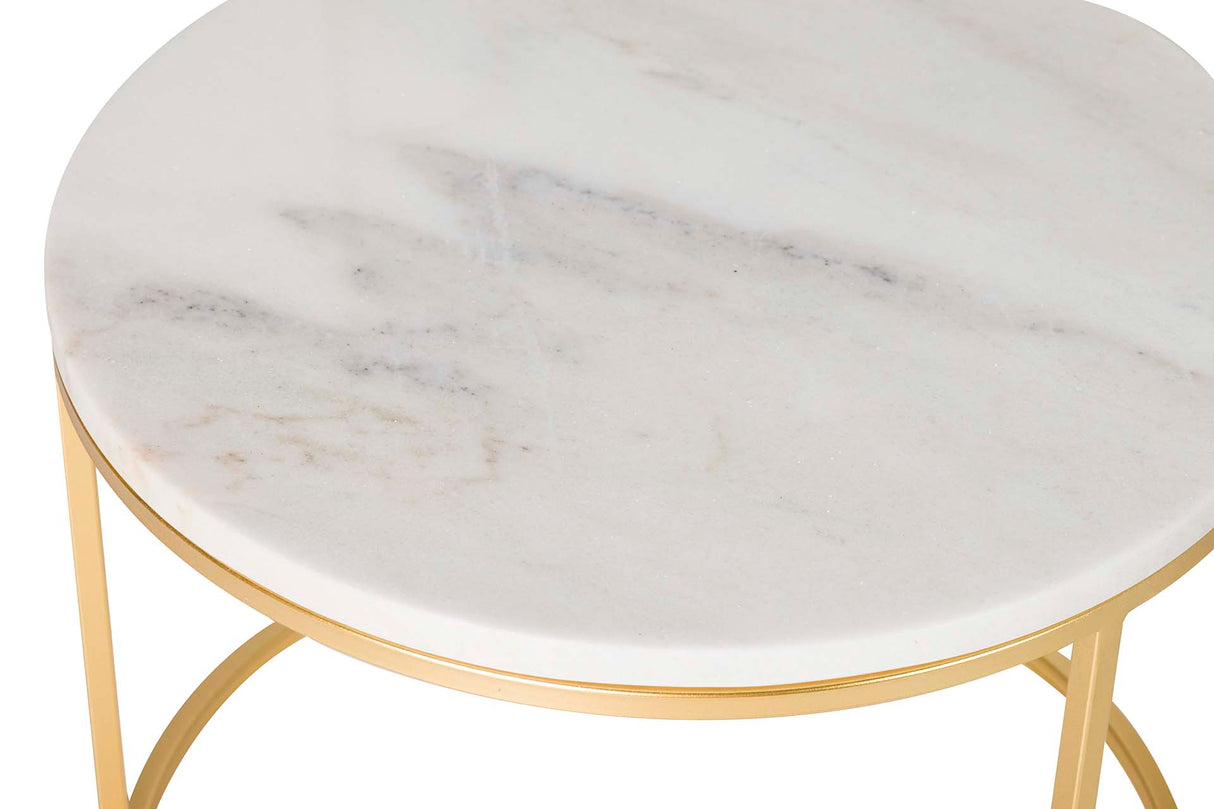 SET 2 MESAS METAL MÁRMOL 60x60x41 50x50x38 CM