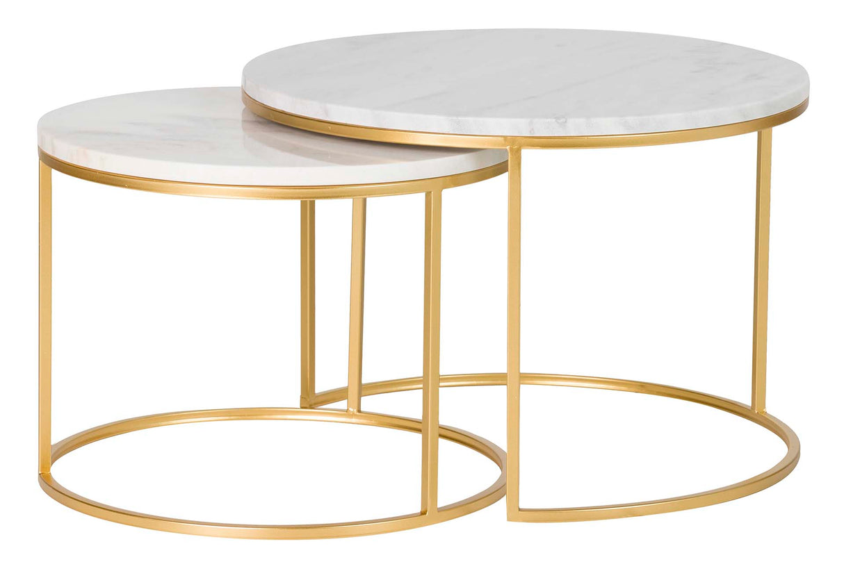 SET 2 MESAS METAL MÁRMOL 60x60x41 50x50x38 CM